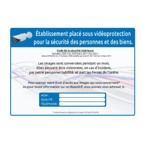 ETIQUETTE VIDEOPROTECTION A4 ou A6