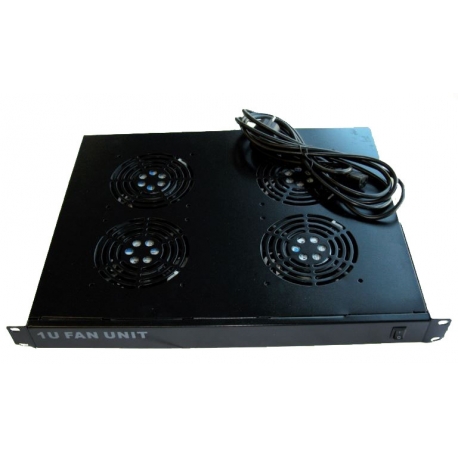 Tiroir de ventilation 19" noir 1U 4 ventilateurs avec thermostat