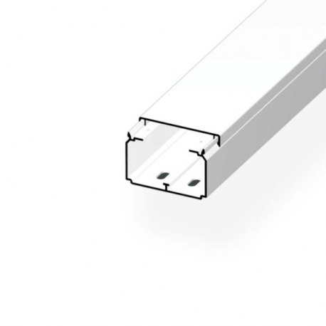 Moulure 60x40 PVC blanc,1 compartiment, fond pré-percé, Lg. : 2m - Prix au m.